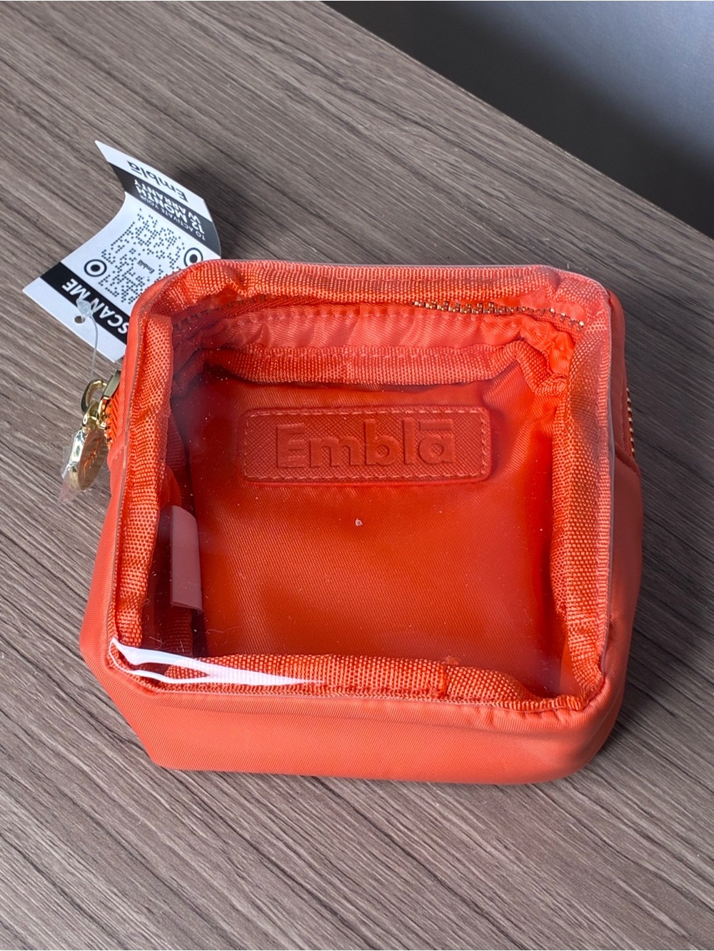 🐼 3/$25 NWT Embla Small Orange Clear Window Organizer Pouch